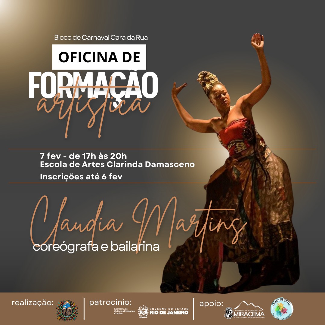 Participe da oficina de formação artística com Claudia Martins!