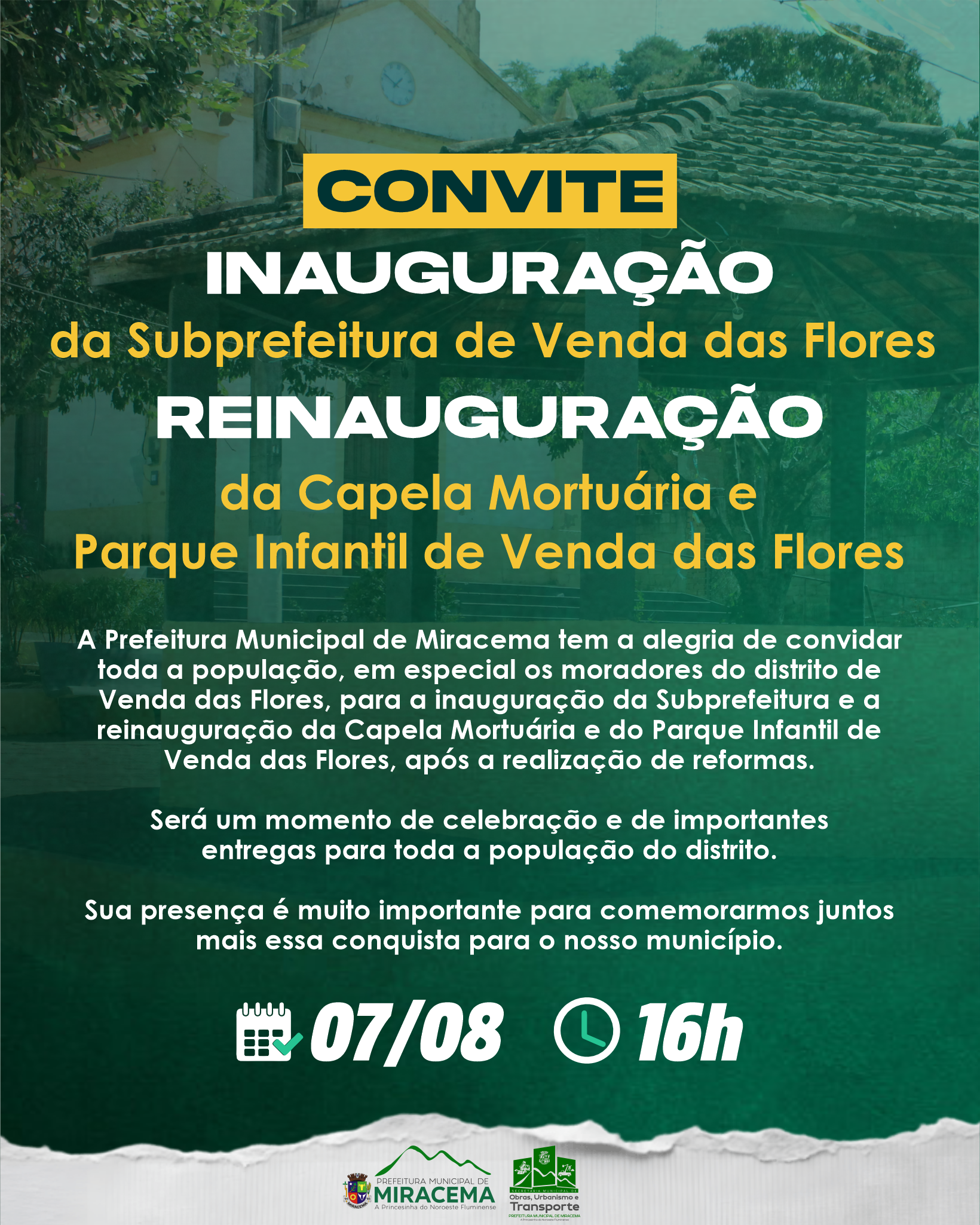 CONVITE PARA INAUGURAÇÃO E REINAUGURAÇÃO