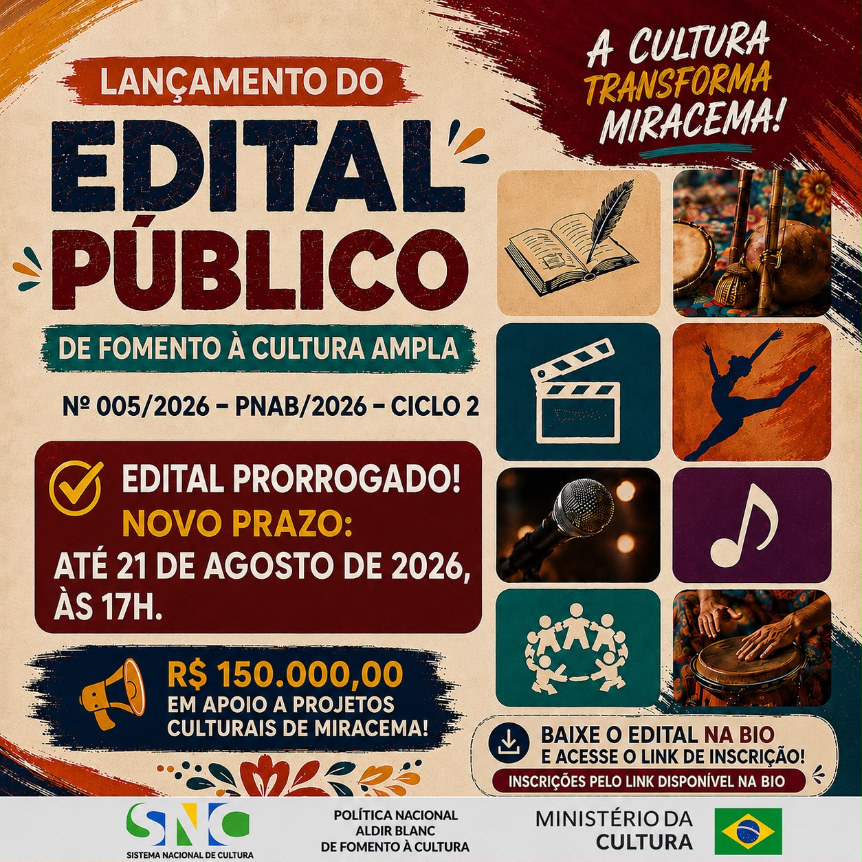 PRORROGAÇÃO DO PRAZO DE EDITAL 005/2026 - PNAB/2026