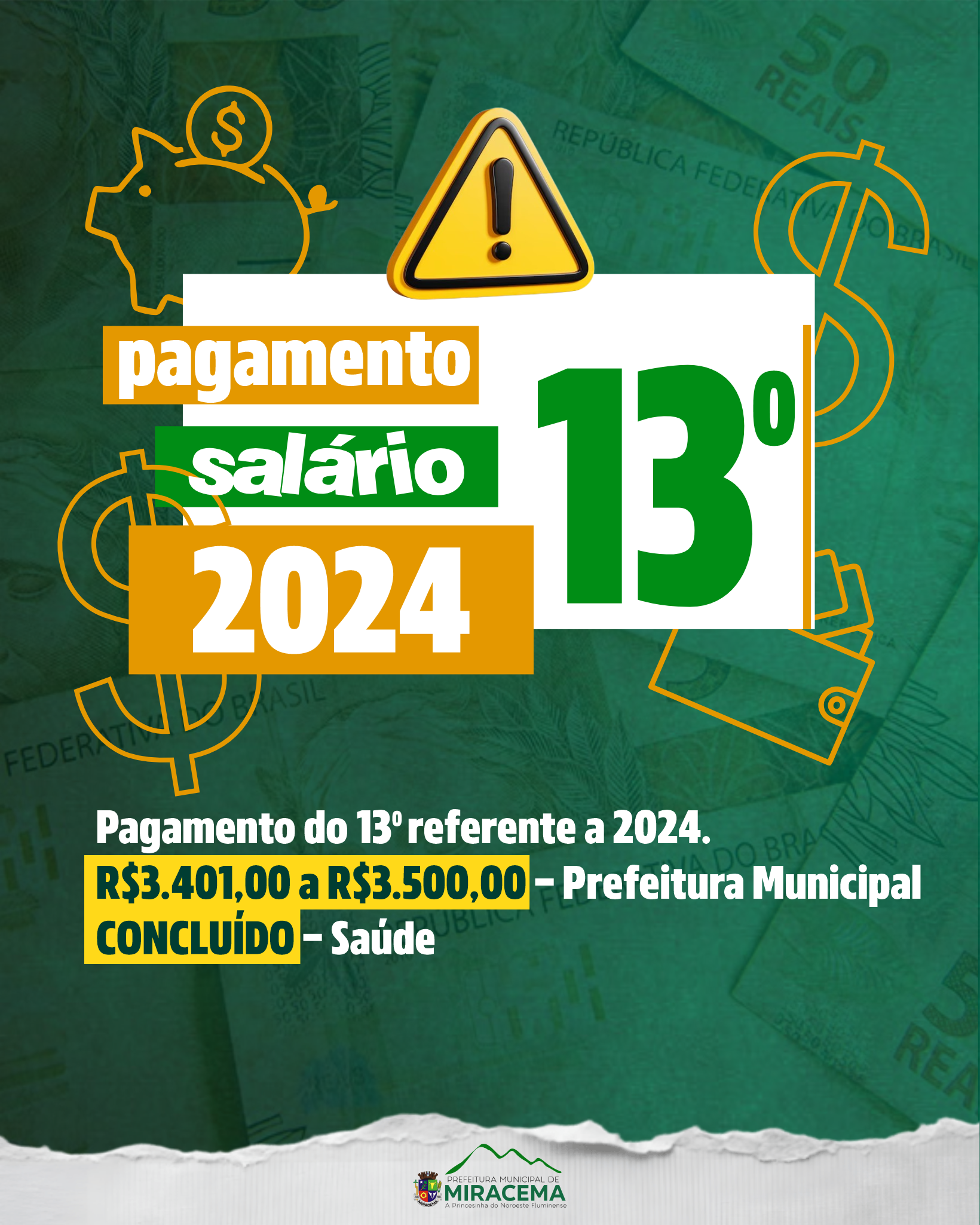 PAGAMENTO DO 13º SALÁRIO 2024